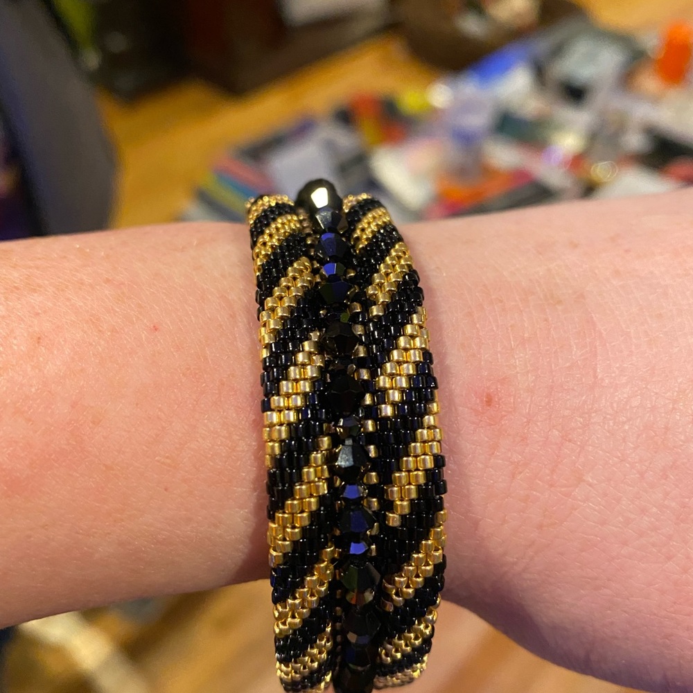 NEW!!!  FLEXIBLE BANGLE by JEWELRY FROM THE HEART Black & Gold